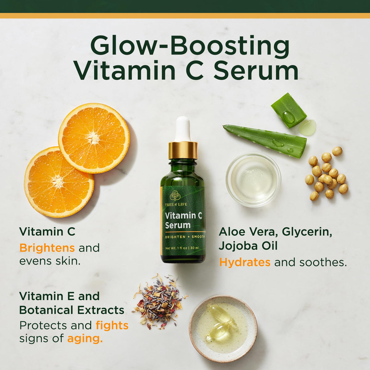 Tree of Life dropper releasing oil-serum texture for fast absorption benefit