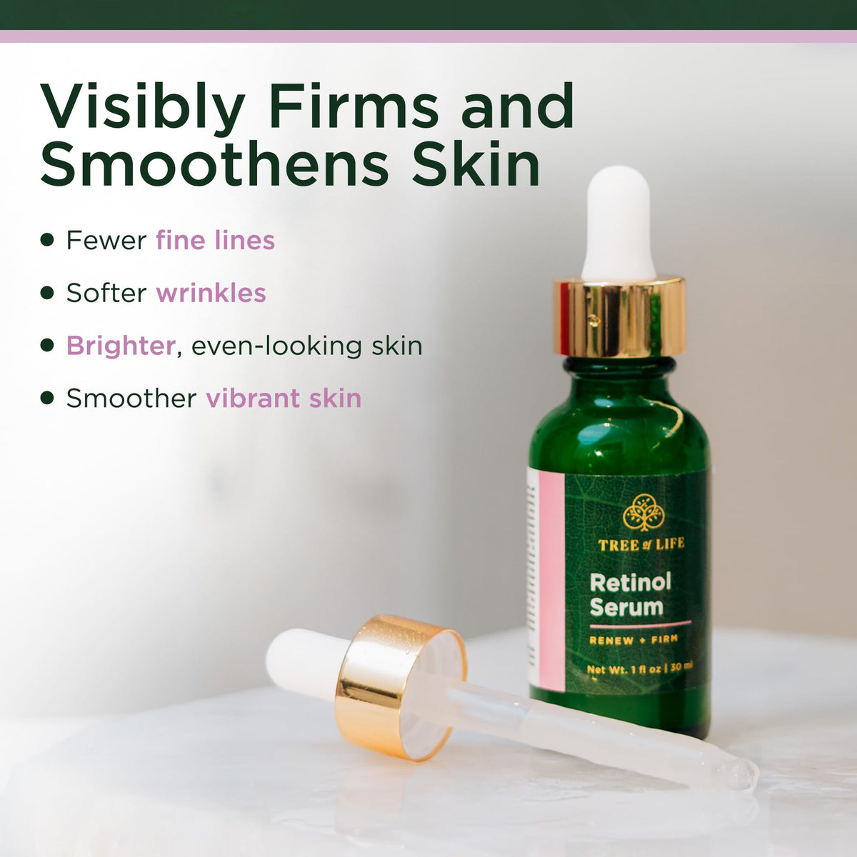 Tree of Life Hyaluronic Acid droplet on skin demonstrating deep hydration boost