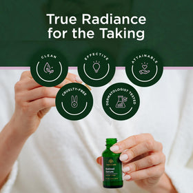 Tree of Life serum on bathroom vanity in lifestyle setting promoting daily use