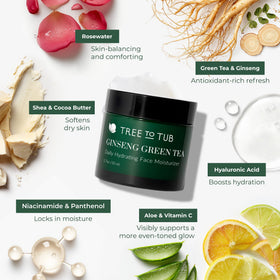Tree To Tub on bathroom vanity demonstrating daily skincare routine