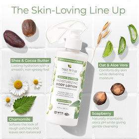 Tree To Tub lotion on elbows and knees demonstrating softening of rough areas