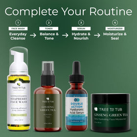 Tree To Tub with green tea leaves emphasizing antioxidant botanicals