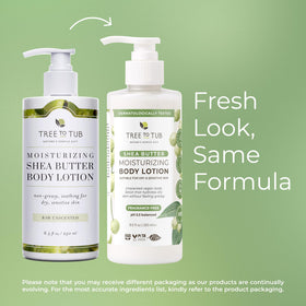 Tree To Tub botanical ingredients flatlay showing natural calming benefits