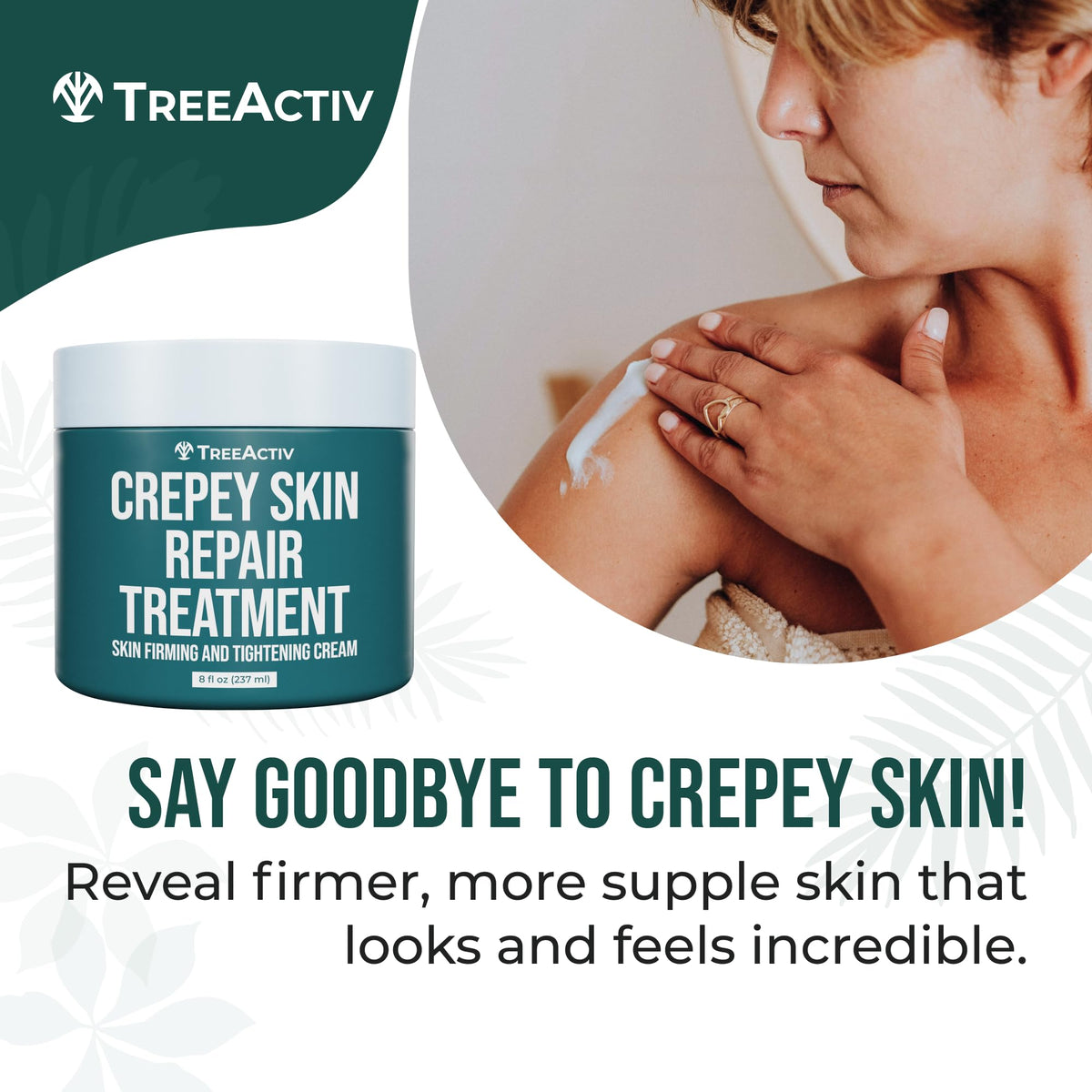 TreeActiv cream on hand being applied to show easy spread and absorption