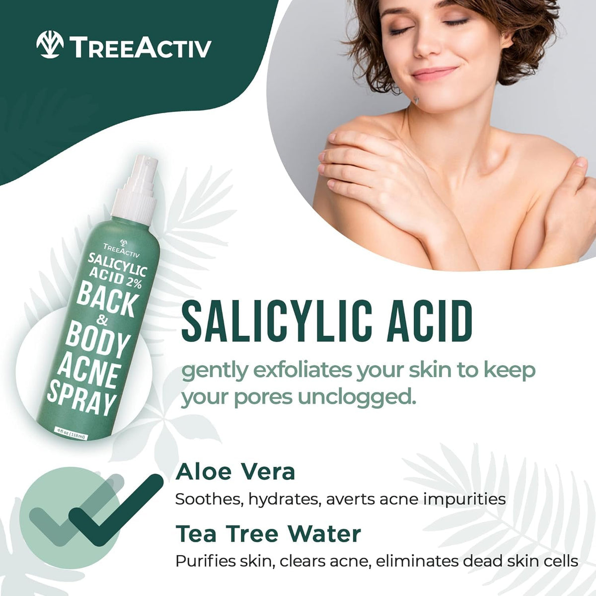 TreeActiv ingredients label highlighting tea tree and eucalyptus extracts