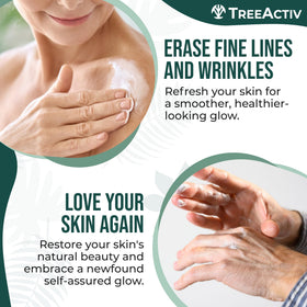 TreeActiv used on neck in lifestyle scene demonstrating visible smoothing benefit