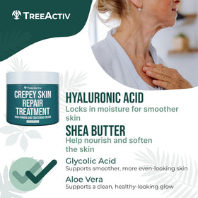 TreeActiv open jar with creamy interior and shea butter to show nourishing formula