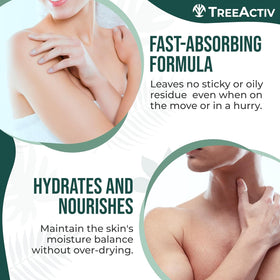 TreeActiv bottle next to measuring cup for 4 fl oz scale, travel-ready benefit