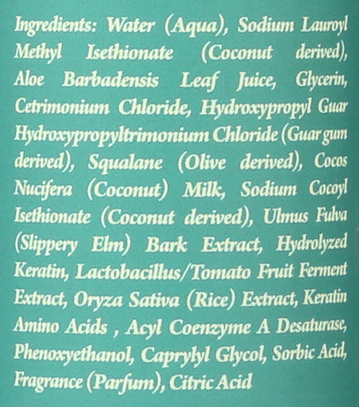 Treluxe label close-up listing squalane and slippery elm