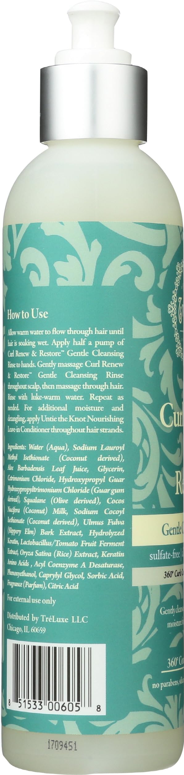 Treluxe applied in shower on curly hair to ease cleansing