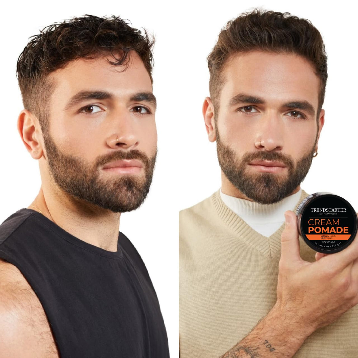 TRENDSTARTER pomade texture swipe on hand highlighting easy-to-blend styling