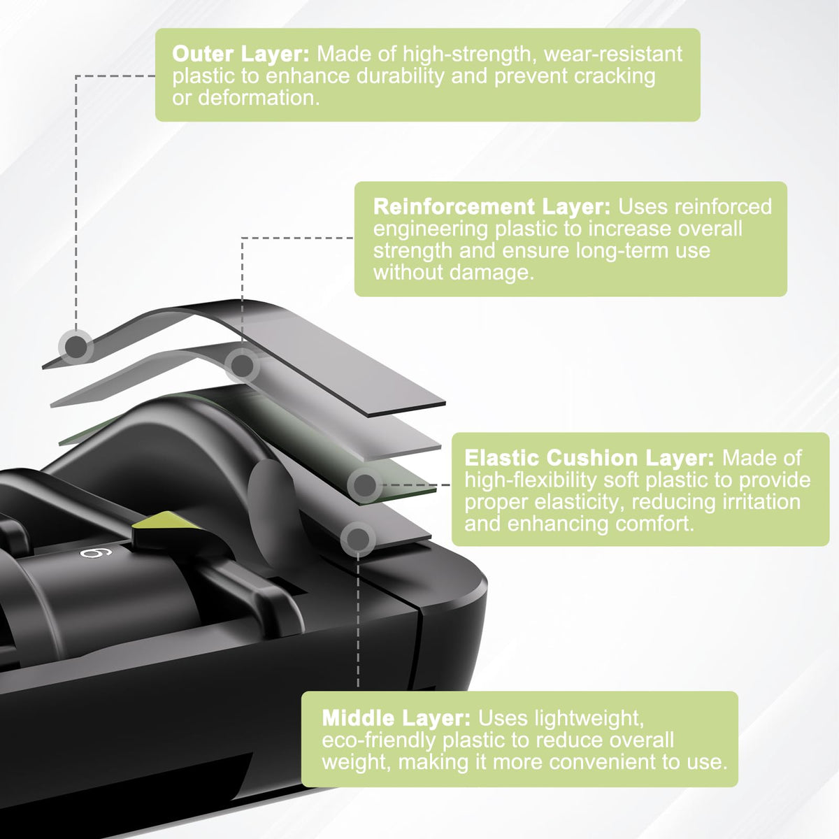 TRESBOUTIQUE comb material and locking mechanism close-up for durability and skin comfort