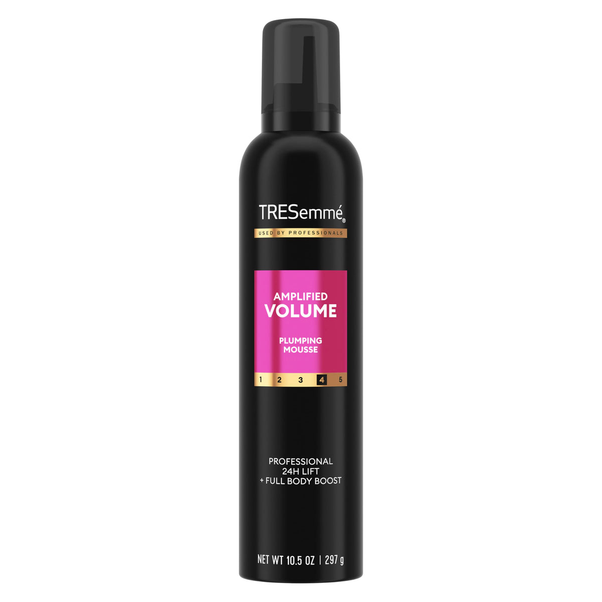 TRESemmé bottle front packaging showing amplified volume benefit