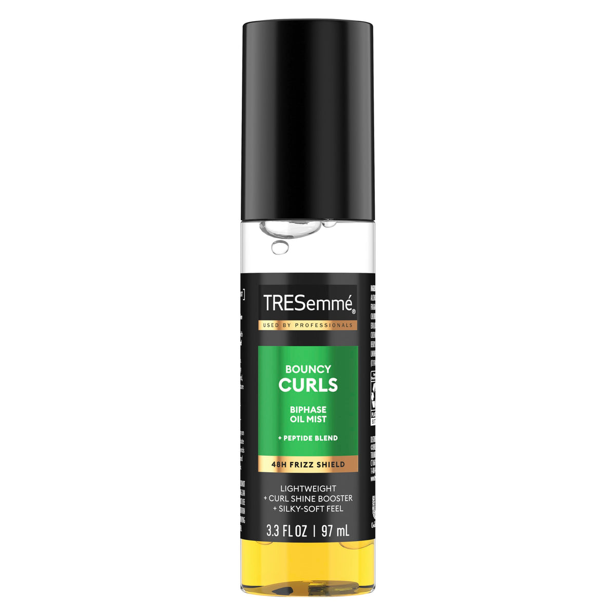 TRESemmé front bottle shot shows product and benefits