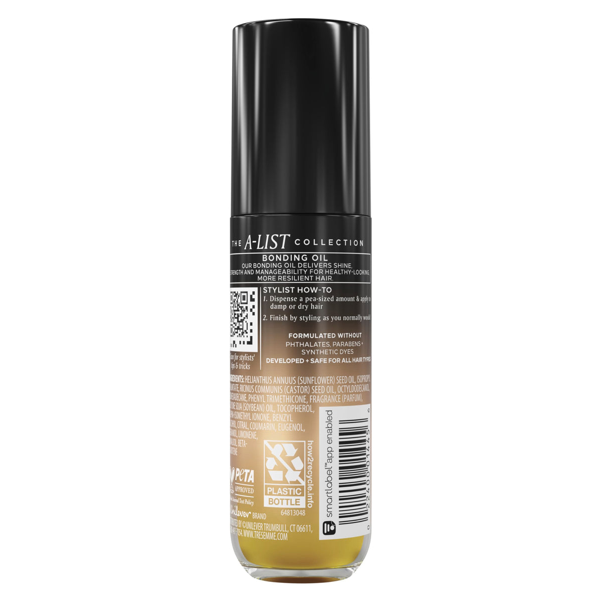 TRESemmé close-up pump dispensing oil, controlled dosage benefit