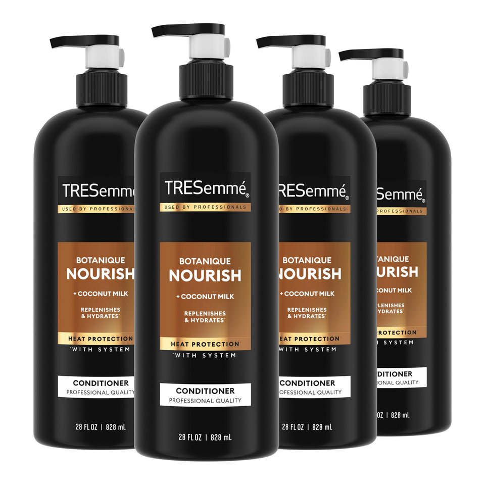 TRESemmé front packaging of Botanique Nourish 4-pack showing product benefits
