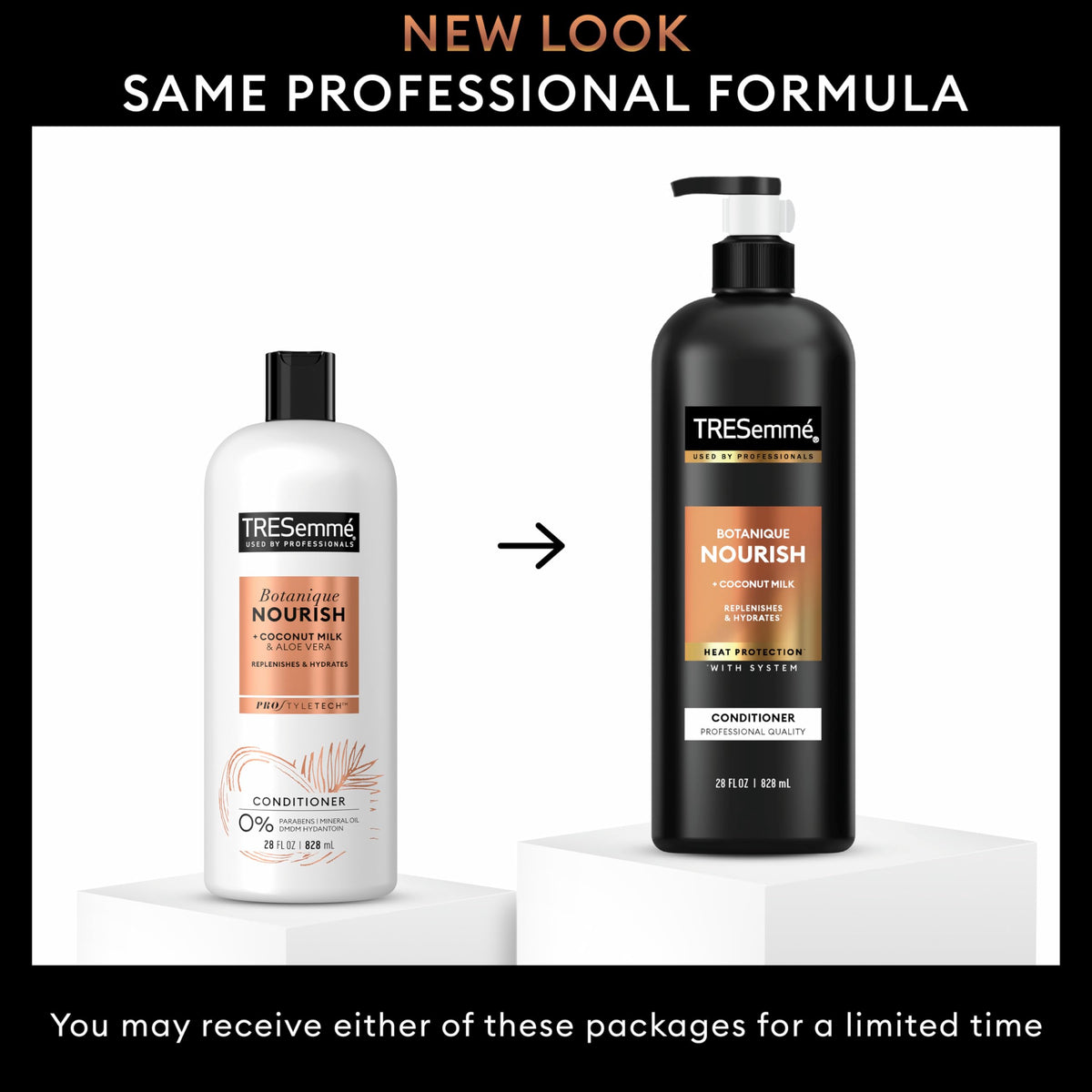 TRESemmé pump dispensing conditioner illustrating easy application and control