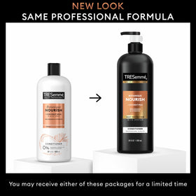 TRESemmé pump dispensing conditioner illustrating easy application and control