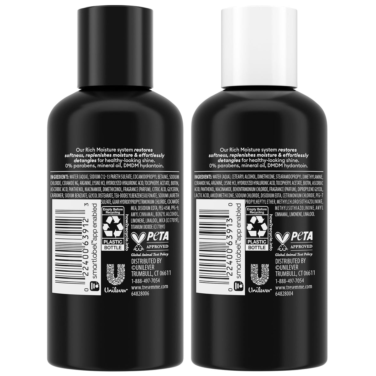 TRESemmé close-up label highlighting hyaluronic acid benefit for hydration