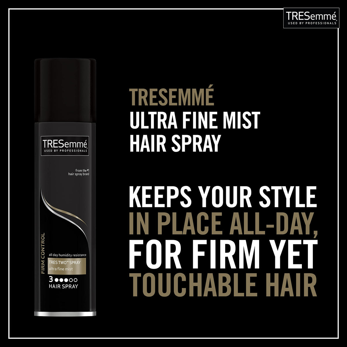 TRESemmé bottle next to common items illustrating compact 4.2 oz scale
