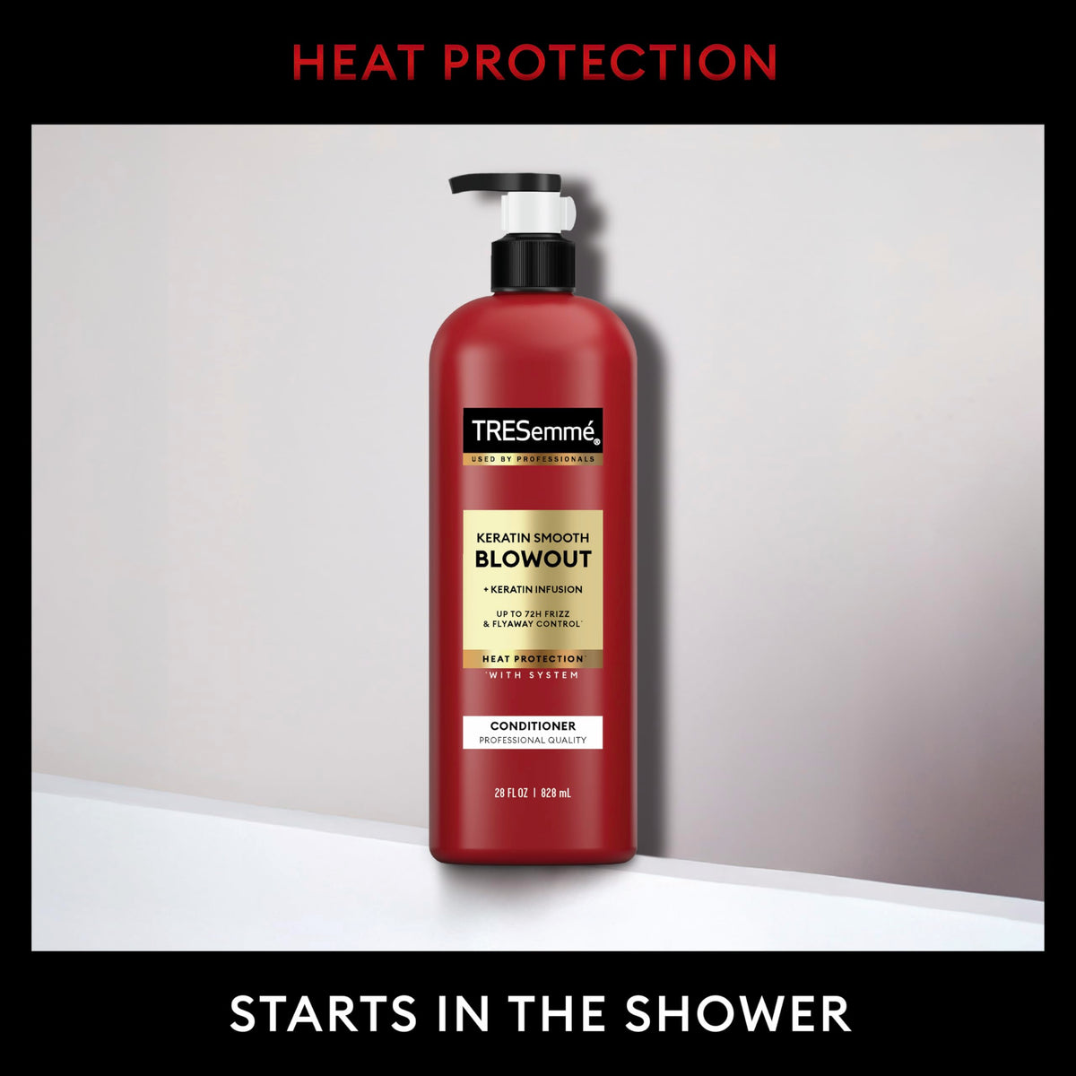 TRESemmé conditioner being dispensed into hand for easy application benefit