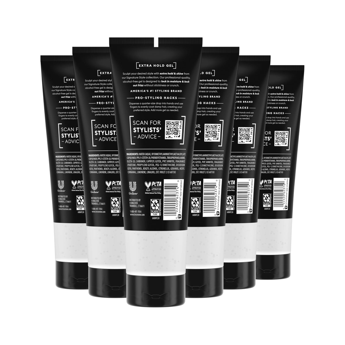 TRESemmé gel texture close-up demonstrating smooth, non-sticky consistency and shine