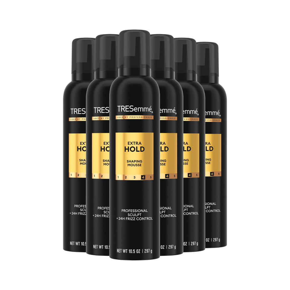 TRESemmé front packaging showing extra hold mousse and volume benefit