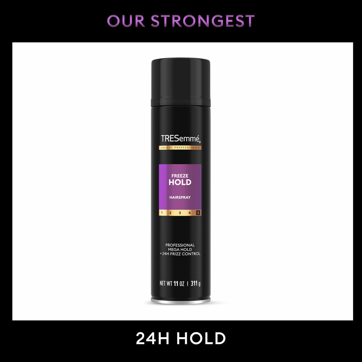 TRESemmé freeze hold spray in action demonstrating fine mist and coverage