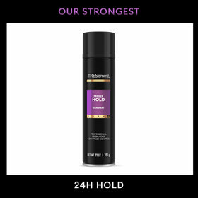 TRESemmé freeze hold spray in action demonstrating fine mist and coverage