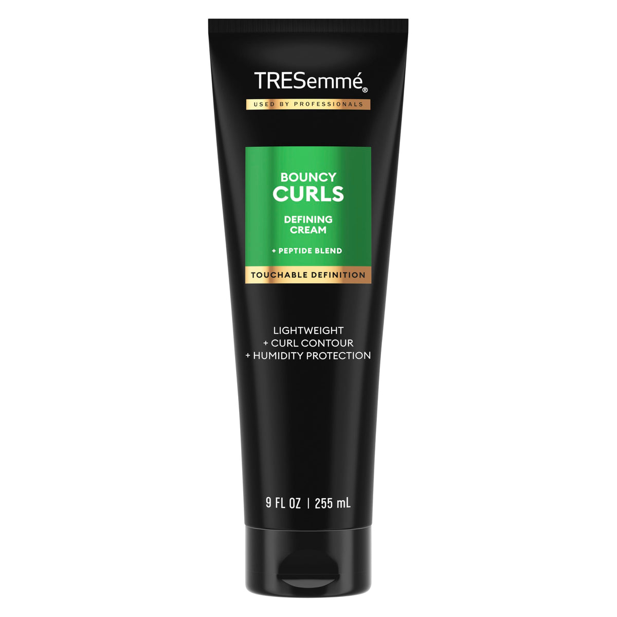 TRESemmé front label showing product and benefits for defined curls