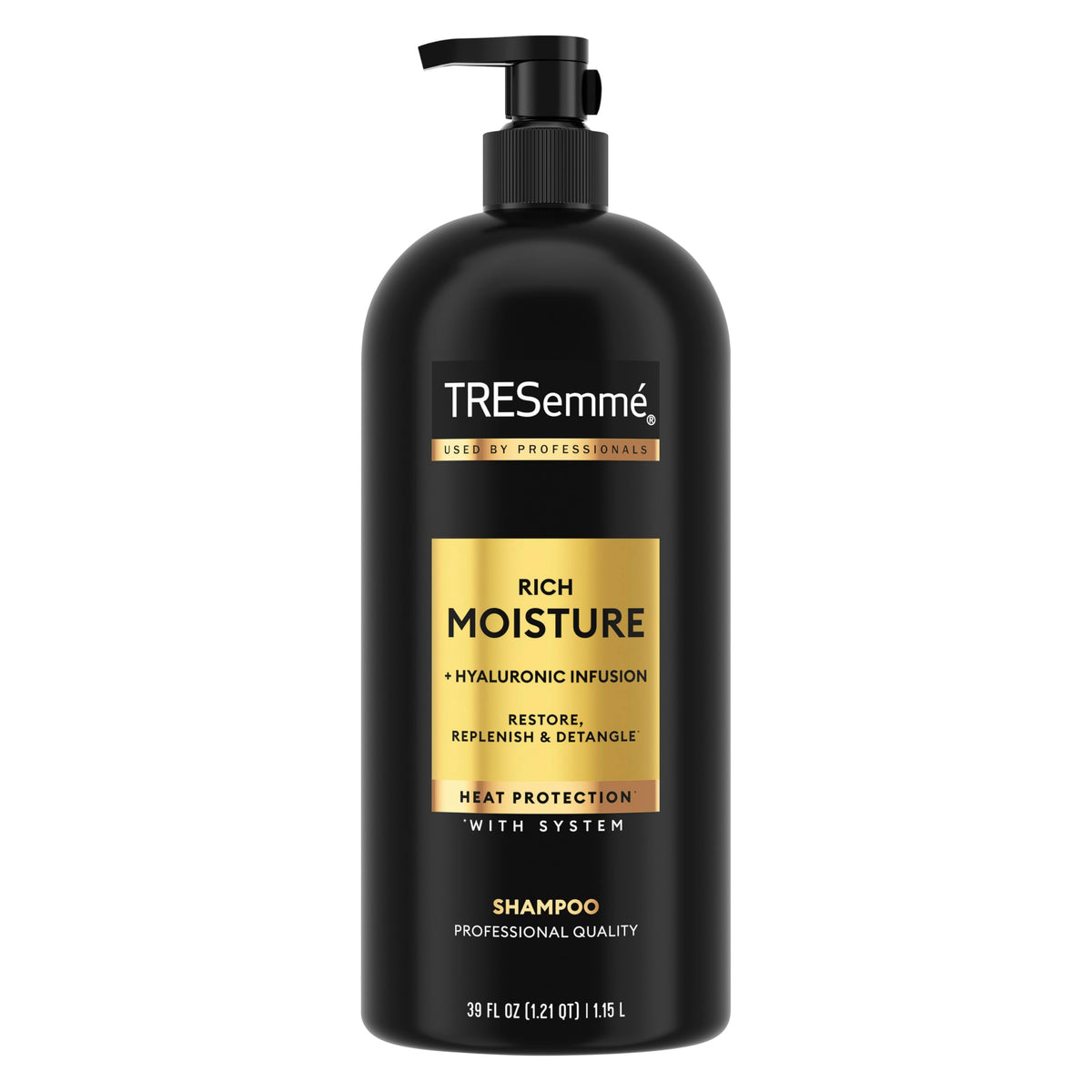 TRESemmé front packaging 39oz showing pump and branding for easy dispensing