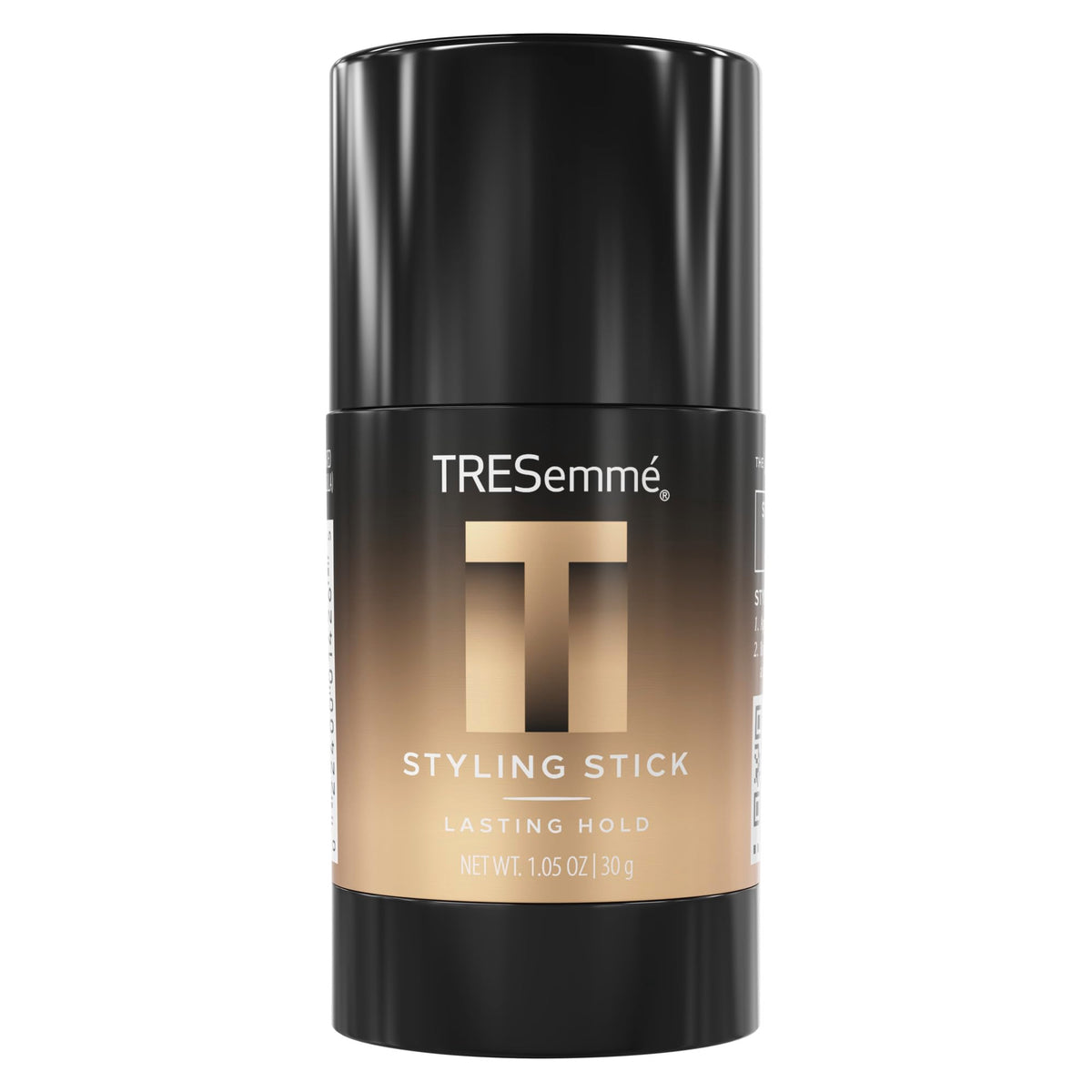 TRESemmé front packaging showing A-List stick, travel-ready control