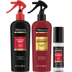 TRESemmé front packaging showing the three-piece blowout set and professional benefits