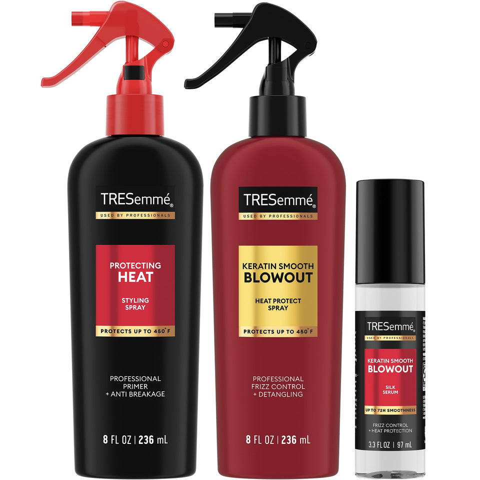 TRESemmé front packaging showing the three-piece blowout set and professional benefits