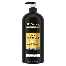 TRESemmé front packaging showing 39 fl oz pump and rich moisture benefits