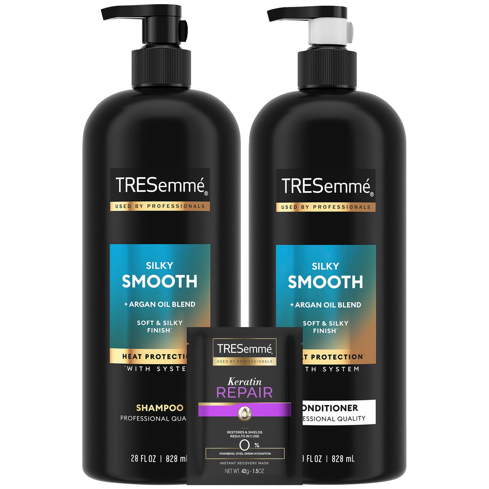 TRESemmé front packaging set showing bottles and mask for easy selection