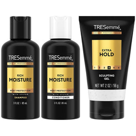 TRESemmé travel set front view shows compact bottles and travel convenience