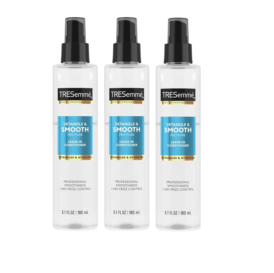 TRESemmé front packaging showing trio of bottles and easy grab benefit