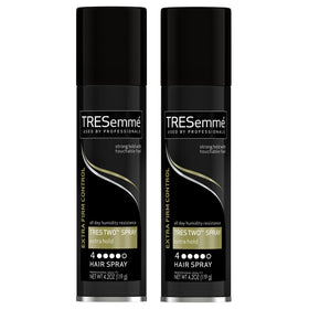 TRESemmé front packaging showing twin 4.2 oz bottles and product name for portability