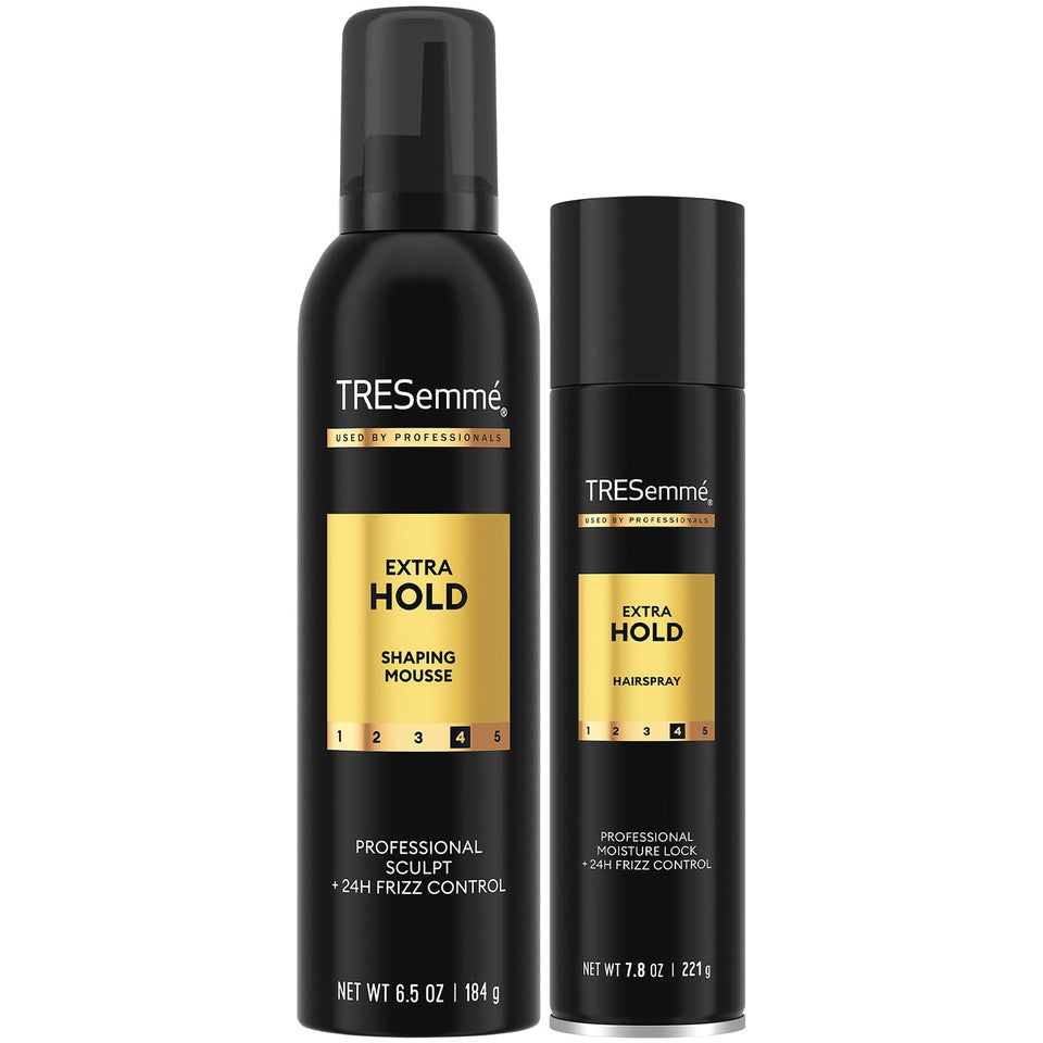TRESemmé front packaging showing the mousse and hairspray for easy identification
