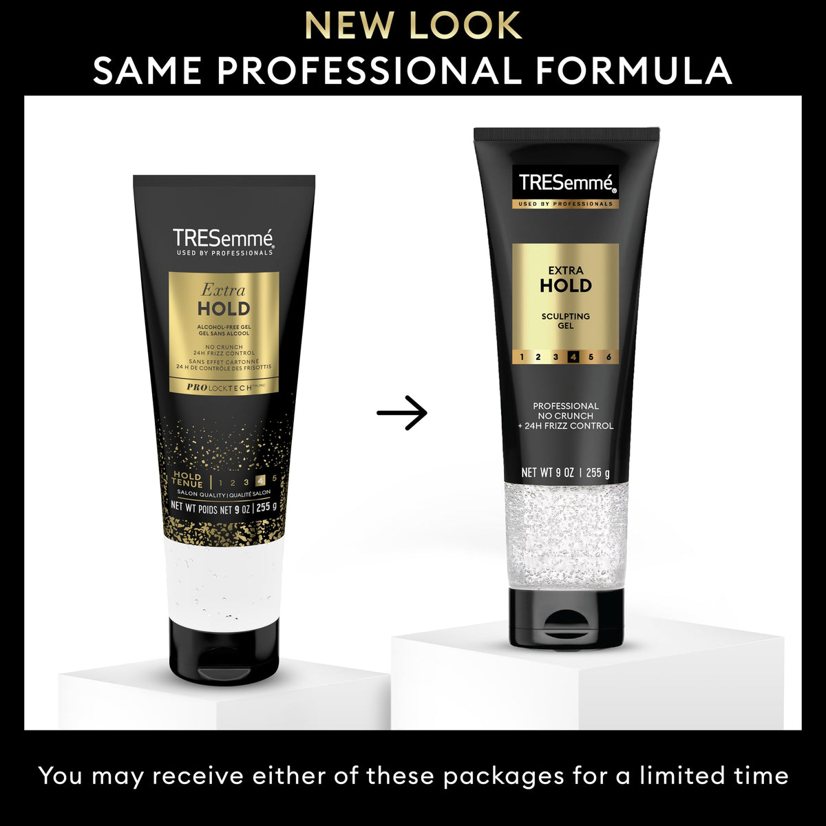 TRESemmé gel dispensed on hand illustrating spreadable, alcohol-free formulation benefit