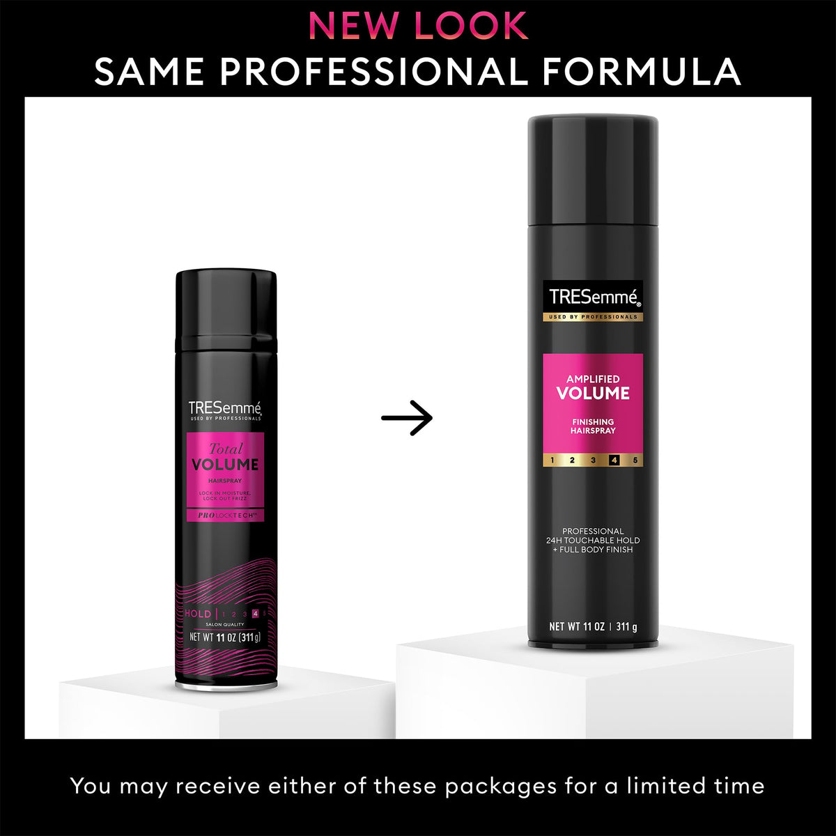 TRESemmé hairspray nozzle dispensing mist for lift and long-lasting hold