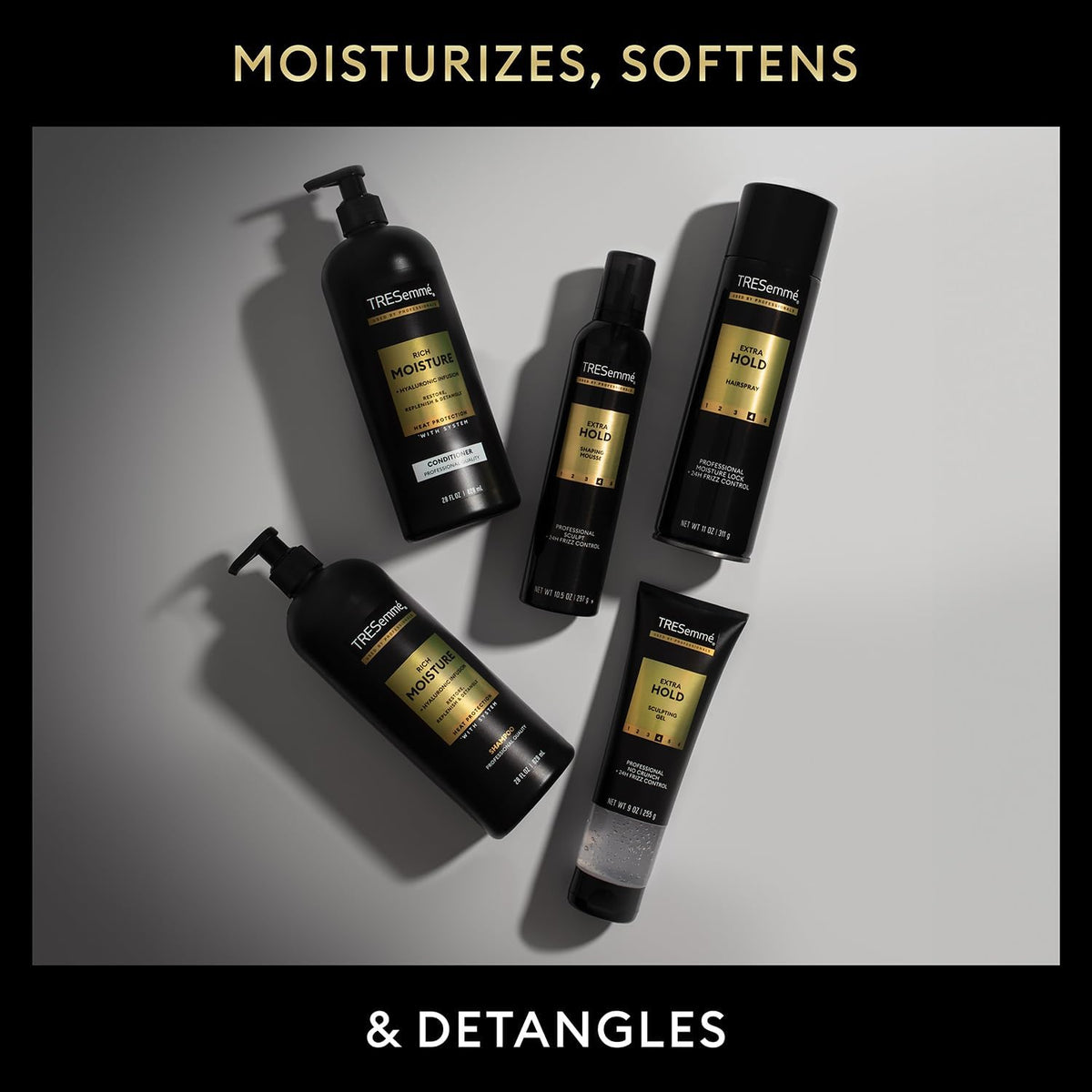 TRESemmé ingredients label close view highlighting vitamins and strengthening