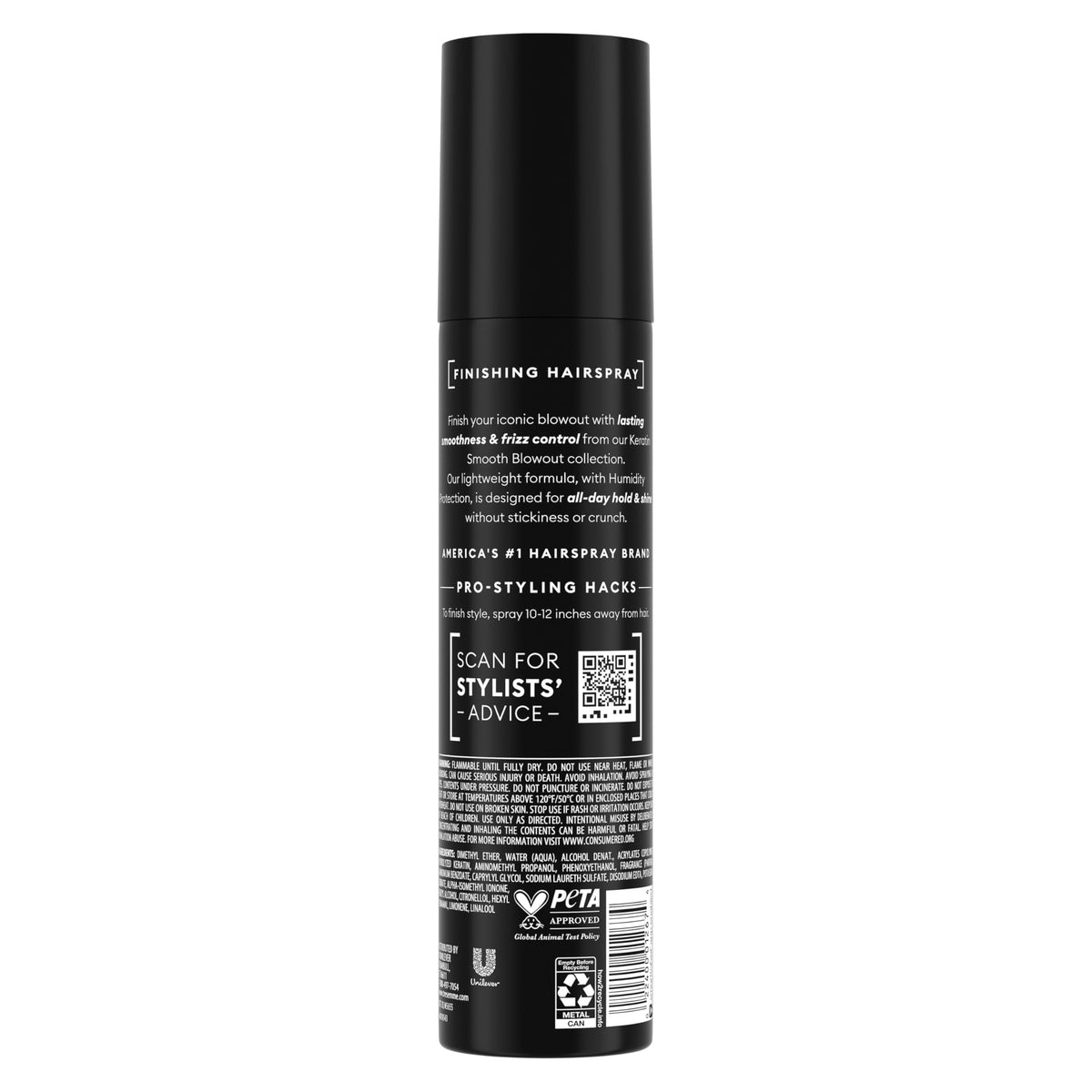 TRESemmé aerosol nozzle close-up demonstrating precise, even application