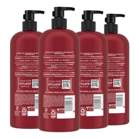 TRESemmé label close-up highlighting keratin and Lamellar-Discipline benefits