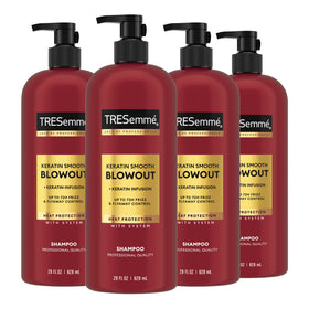 TRESemmé front packaging showing keratin smooth shampoo and benefit
