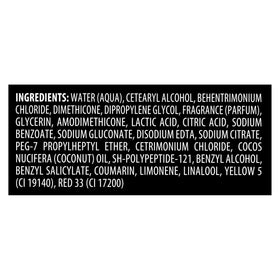 TRESemmé ingredients label closeup showing paraben-free and curl-focused benefits