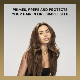 TRESemmé primer texture on hair strand showing smooth finish and reduced frizz benefit