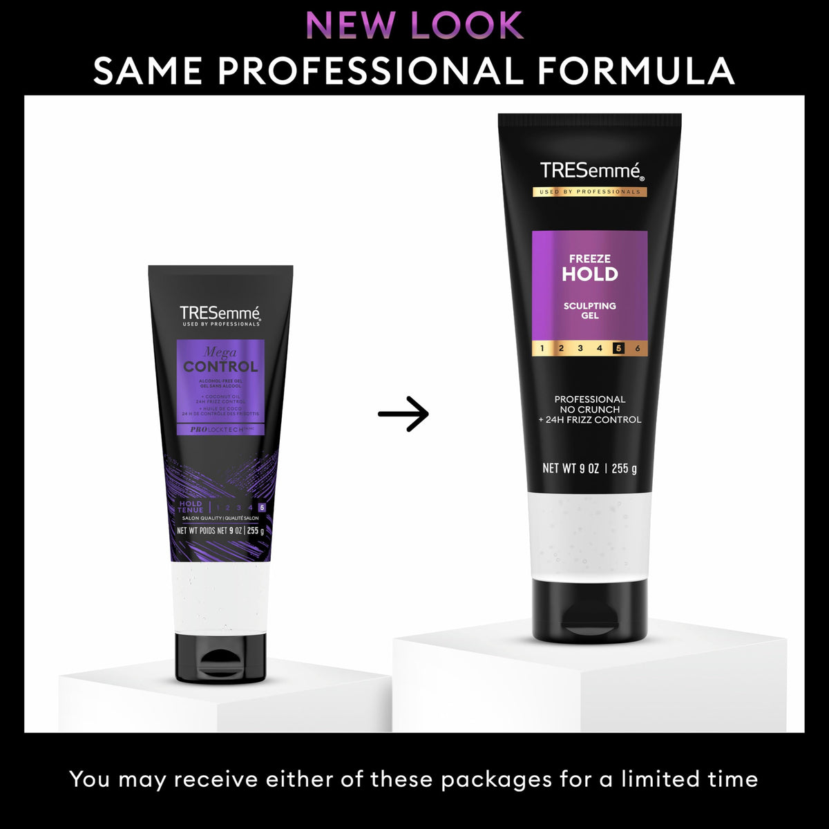 TRESemmé gel dispensed on hands demonstrating smooth spreadability benefit