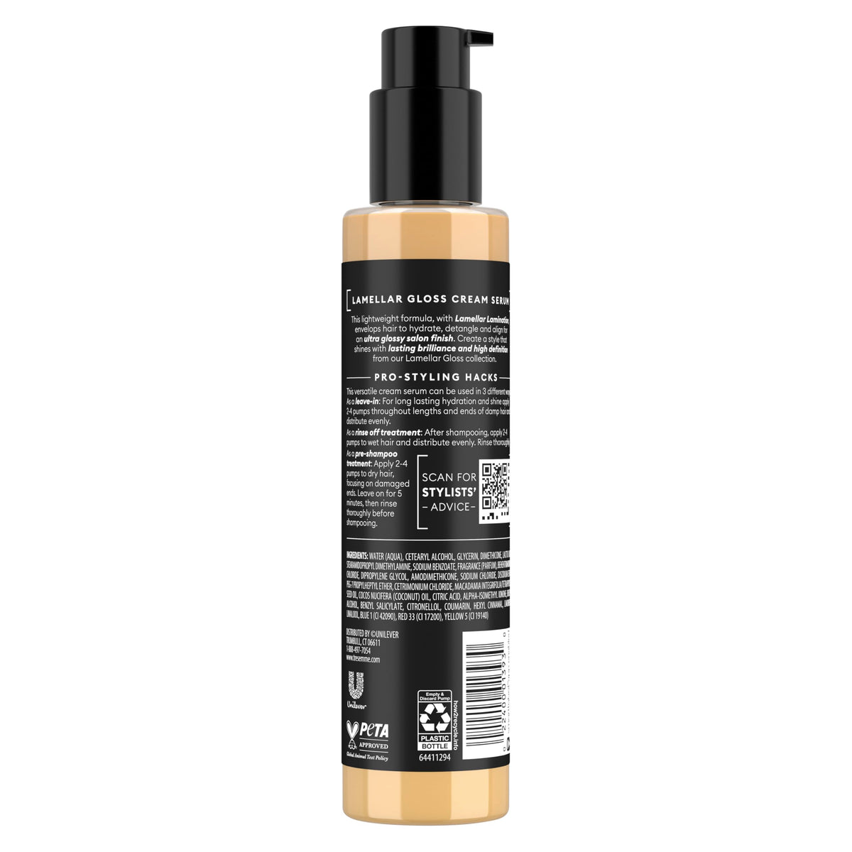 TRESemmé pump dispensing cream serum texture for easy controlled application benefit